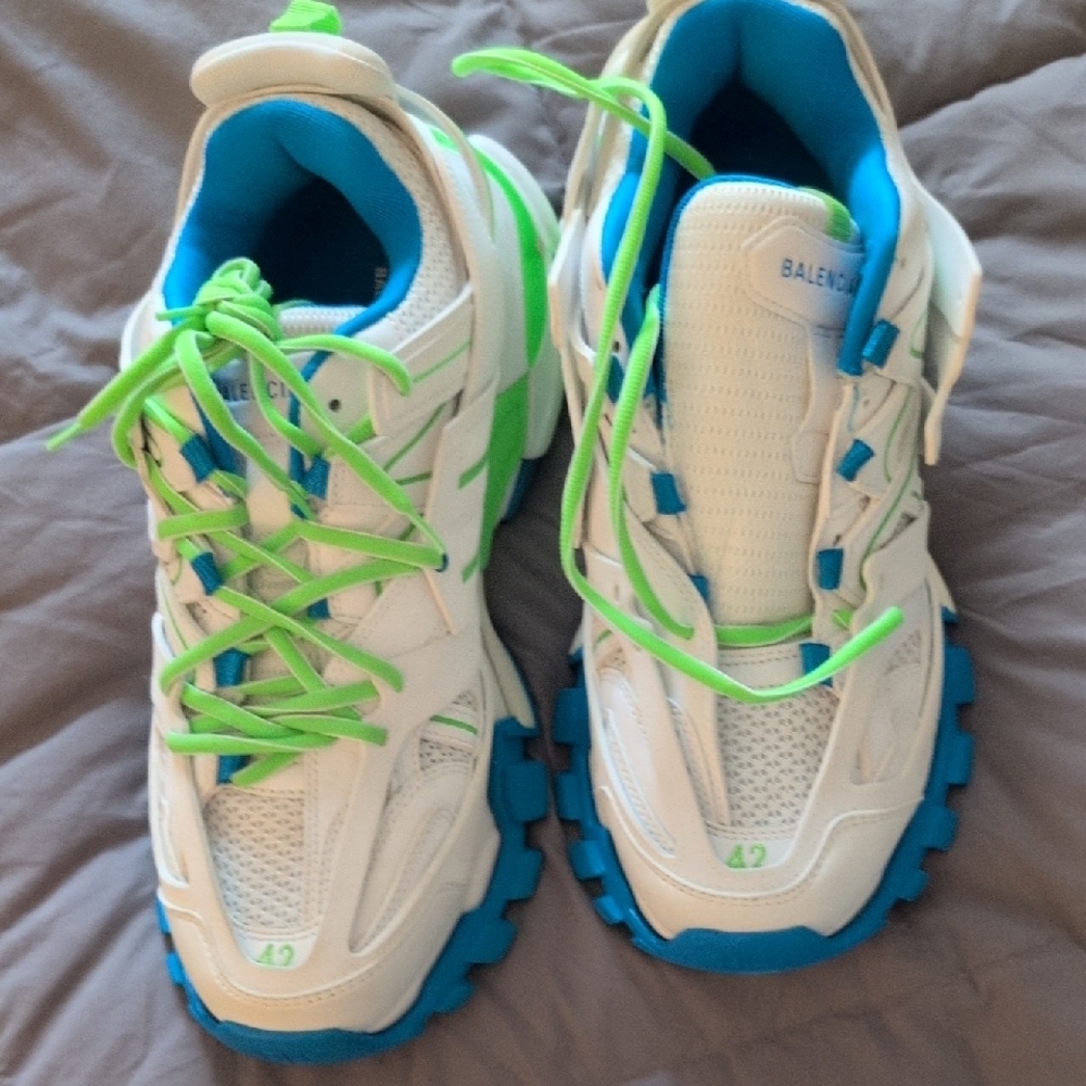 Balenciaga Kids White and Blue Sneakers